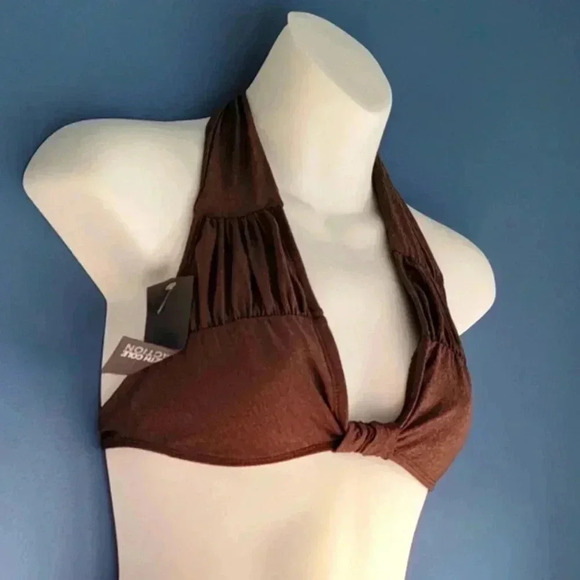 Kenneth Cole Reaction Brown Triangle Bikini Top with Removable Pads Size M - Picture 2 of 6